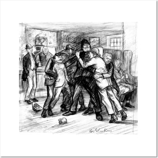 Policeman & Others Hold Back Two Men Fighting In A Pub 1909, William James Glackens Posters and Art